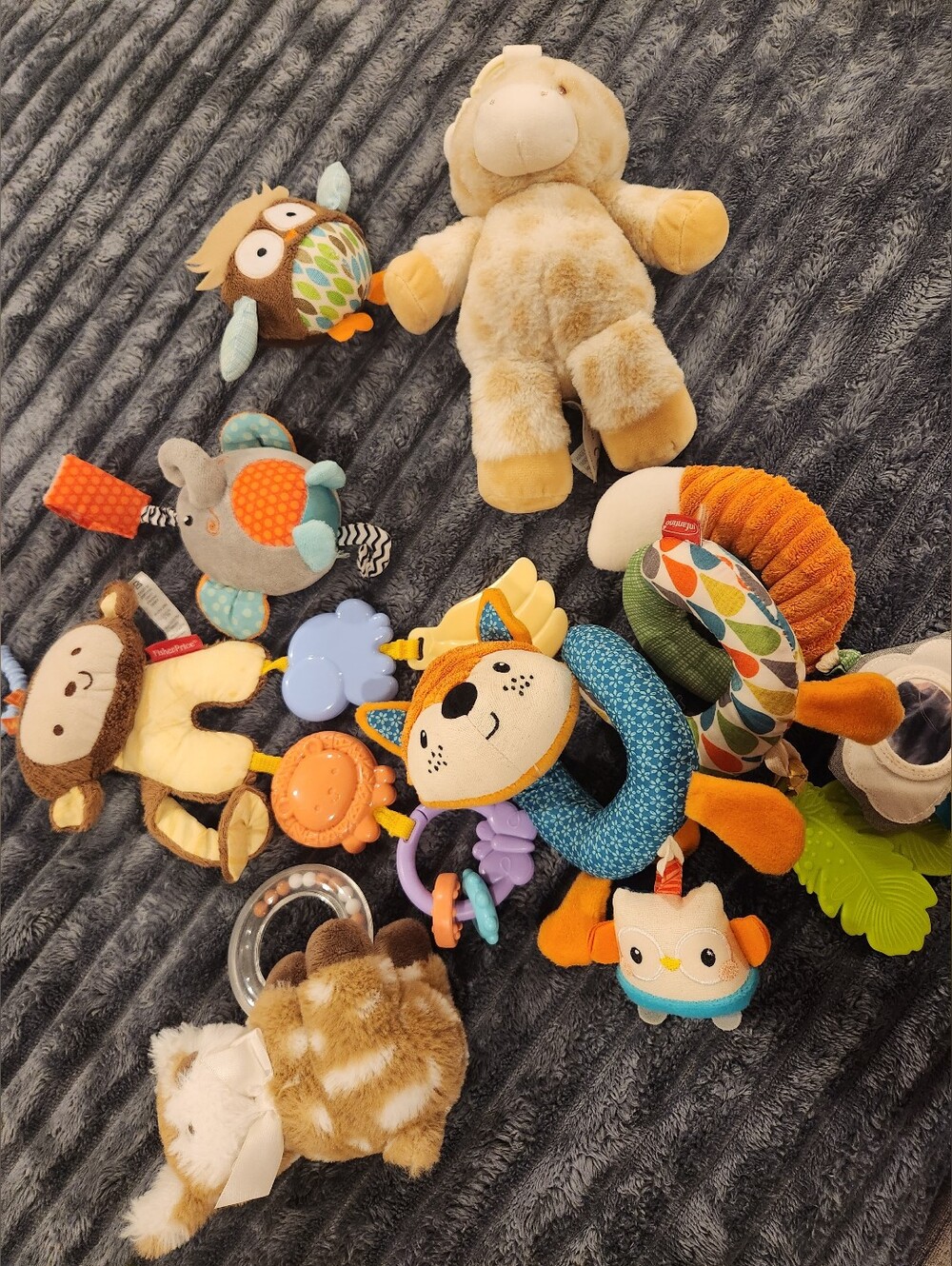 Assorted Plush Toy Bundle - Orange and Cream Soft Baby Rattles